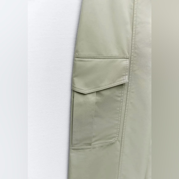 Zara jumpsuit technical fabric cargo sleeveless wide streight leg light khaki - Picture 12 of 12